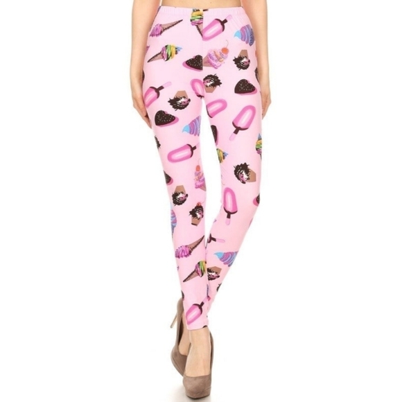 Leggings PINK Multi Color Ice Cream Print Full Length Size 2-10 NWT - Picture 1 of 4